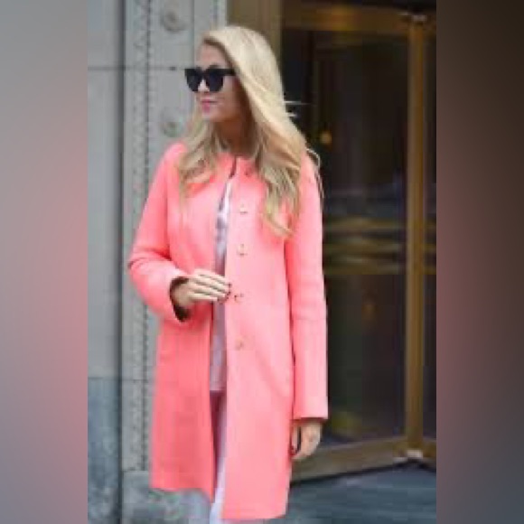 J.Crew Sabrina Double Cloth Collarless Coat In Neon Papaya